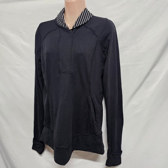 Lululemon Athletica Think Fast 1/4 Zip Pullover Women Size 10 Black - Picture 8 of 15